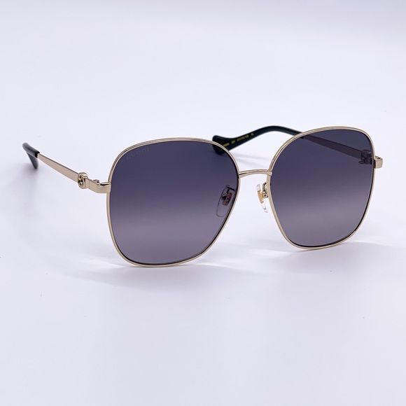 NEW GUCCI GG1089SA 001 WOMEN SUNGLASSES GUCCI GG1089SA GOLD + GOLD CHAIN - Picture 8 of 12